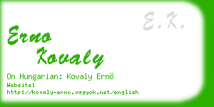 erno kovaly business card